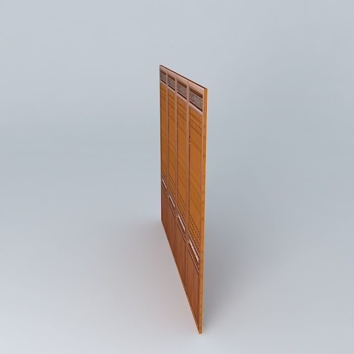 A piece of wooden door in Chinese style. Free 3D model_2