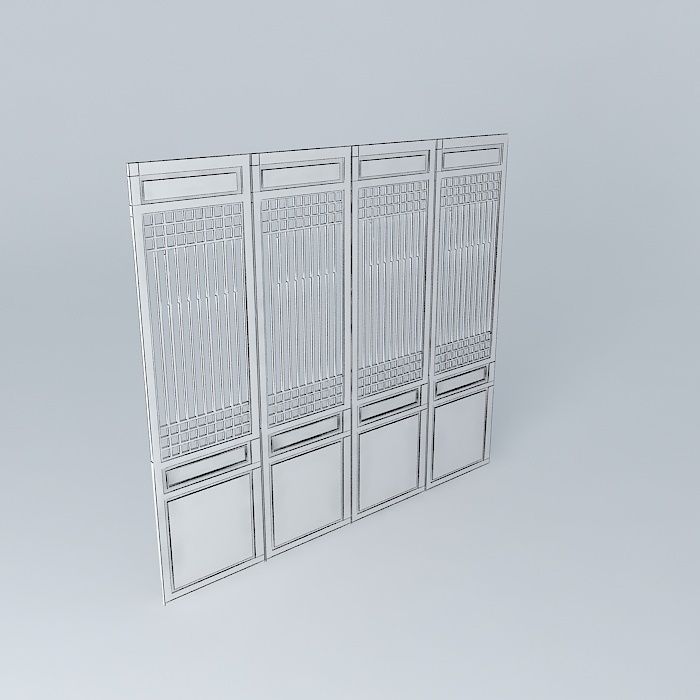 A piece of wooden door in Chinese style. Free 3D model_3