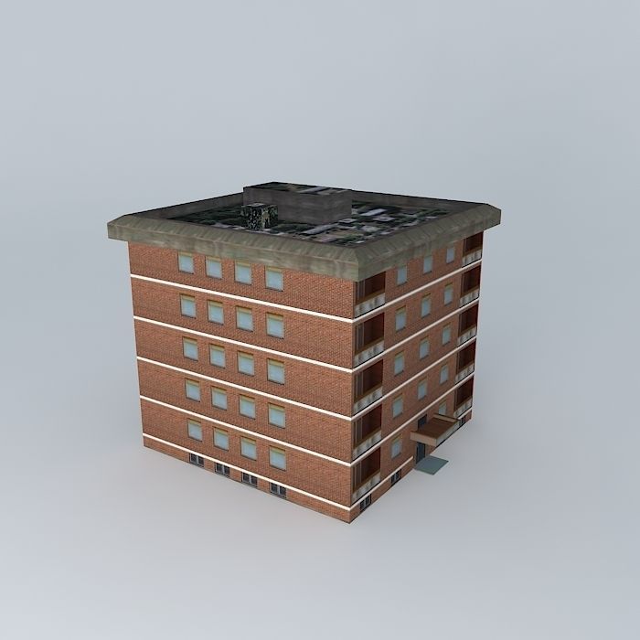 Residential Building  Tower 4 Low-poly 3D model_1