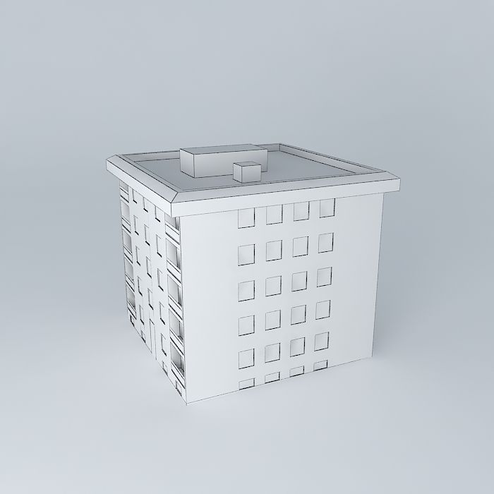 Residential Building  Tower 4 Low-poly 3D model_4