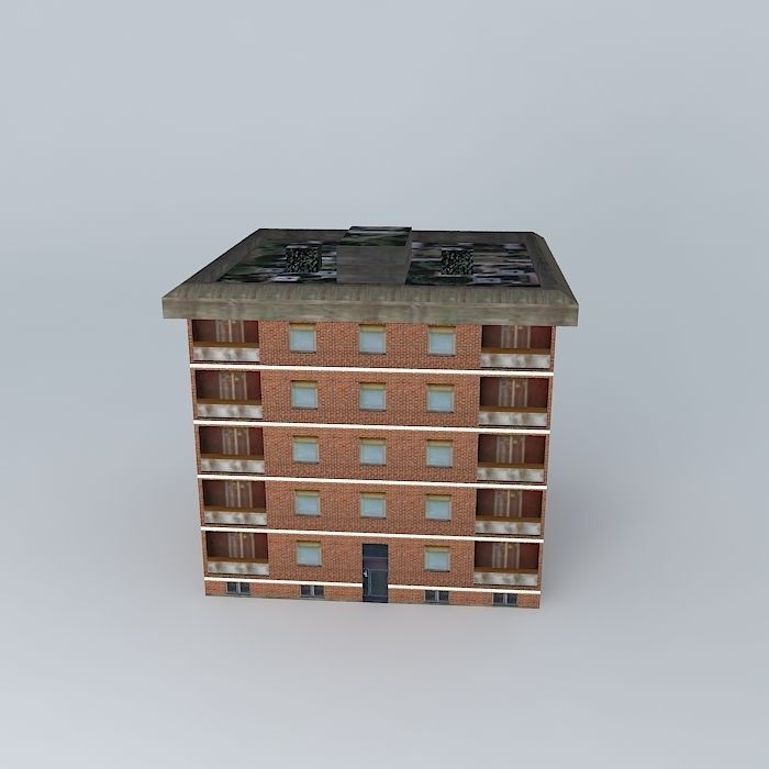 Residential Building  Tower 4 Low-poly 3D model_2