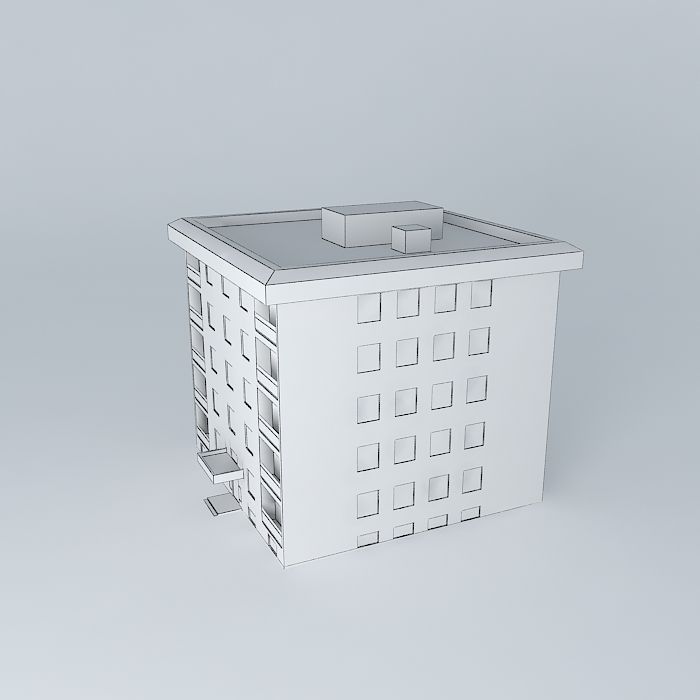 Residential Building  Tower 4 Low-poly 3D model_3