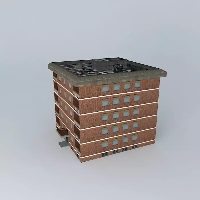Residential Building  Tower 4 Low-poly 3D model_0