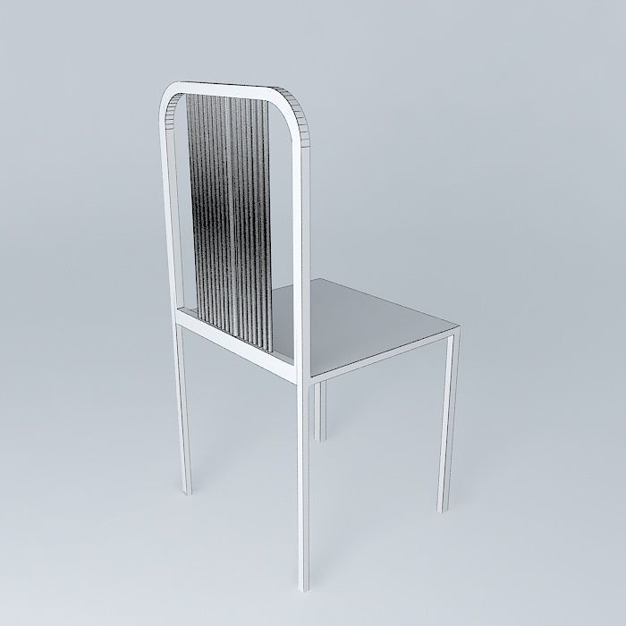 Plain Chair With Rod Back 3D model_3