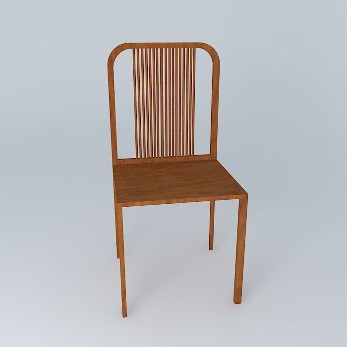 Plain Chair With Rod Back 3D model_2