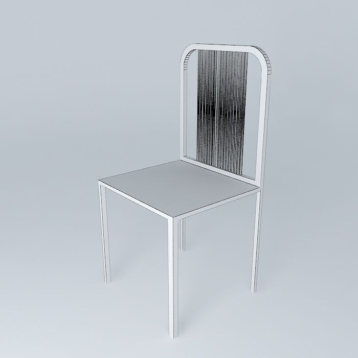 Plain Chair With Rod Back 3D model_4