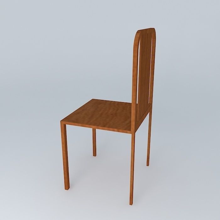 Plain Chair With Rod Back 3D model_1