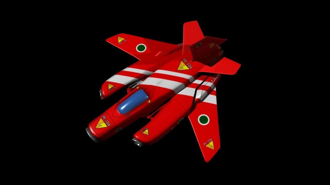Red Fighter Low-poly 3D model_0