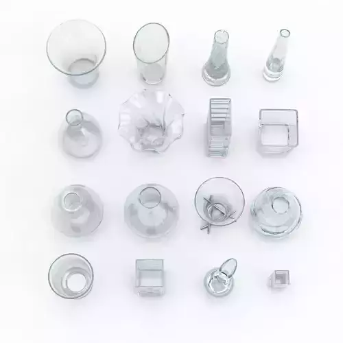 Vases Set glass on silver plate