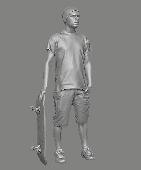 skateboarder person holding skateboard 3D print model_17