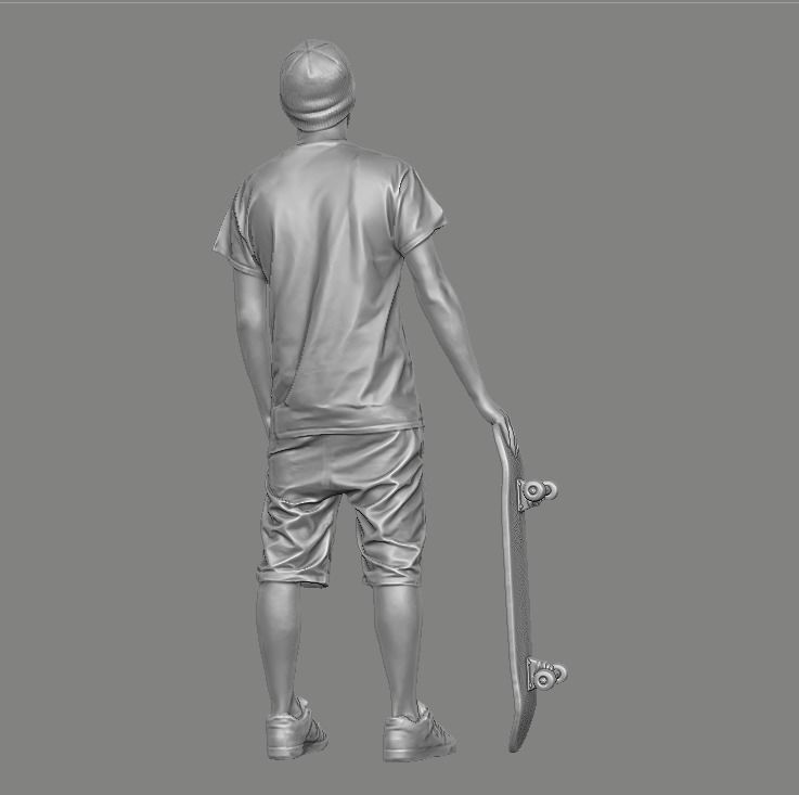 skateboarder person holding skateboard 3D print model_10