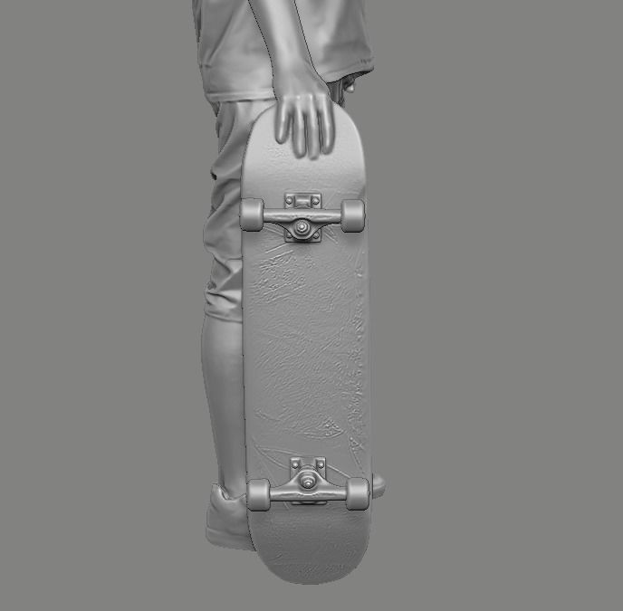skateboarder person holding skateboard 3D print model_27