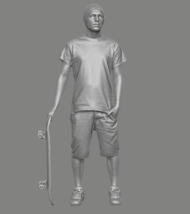 skateboarder person holding skateboard 3D print model_22