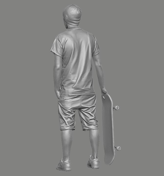 skateboarder person holding skateboard 3D print model_7