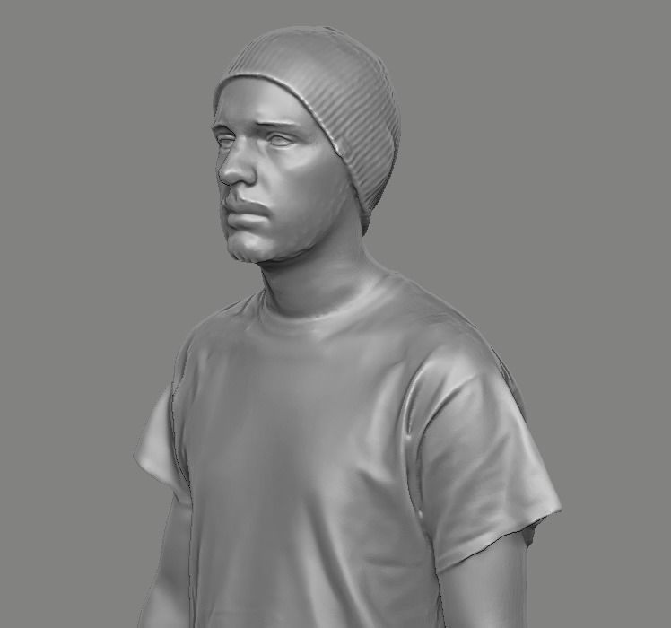 skateboarder person holding skateboard 3D print model_34