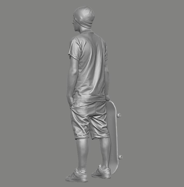 skateboarder person holding skateboard 3D print model_11