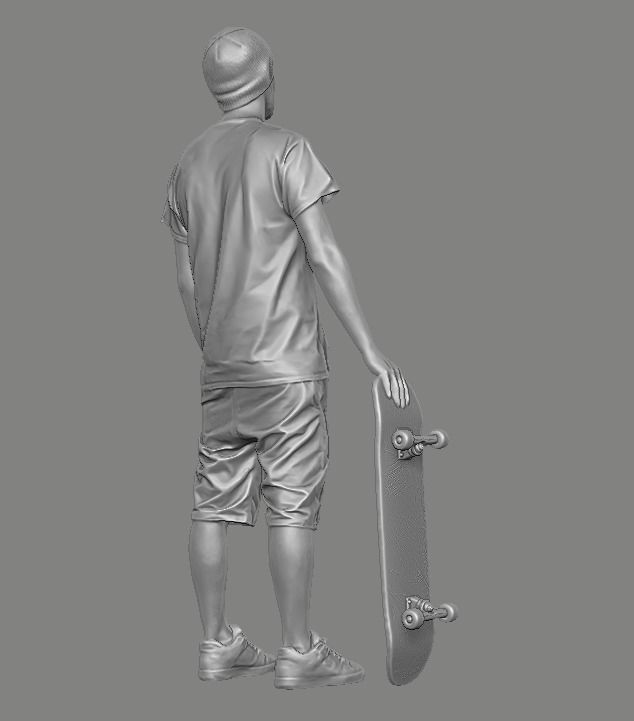 skateboarder person holding skateboard 3D print model_13