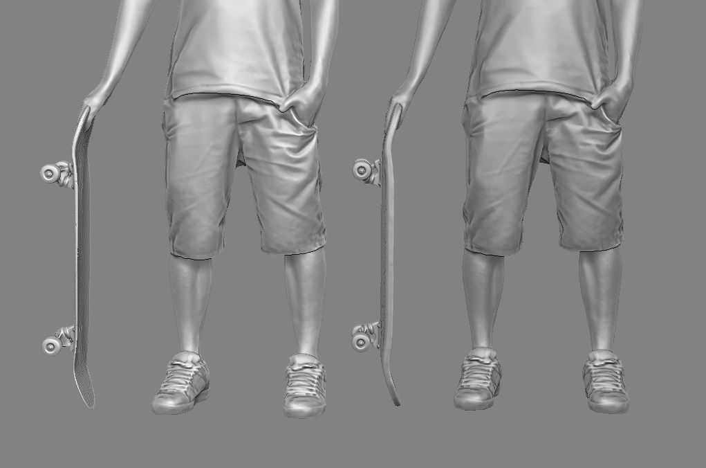 skateboarder person holding skateboard 3D print model_1