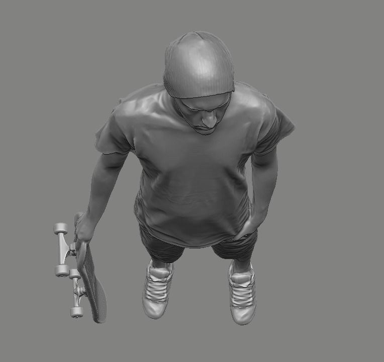 skateboarder person holding skateboard 3D print model_33