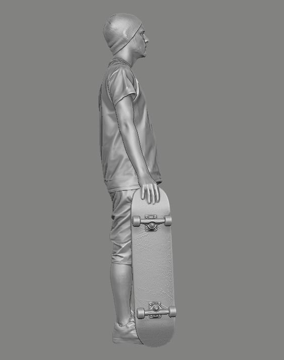 skateboarder person holding skateboard 3D print model_8