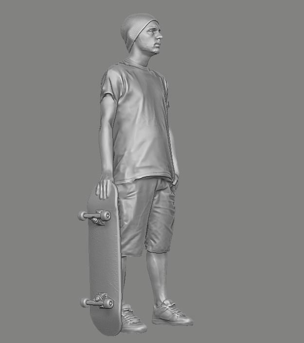 skateboarder person holding skateboard 3D print model_31