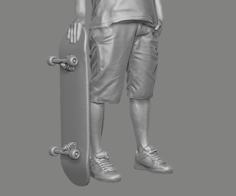 skateboarder person holding skateboard 3D print model_21