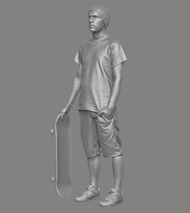 skateboarder person holding skateboard 3D print model_3