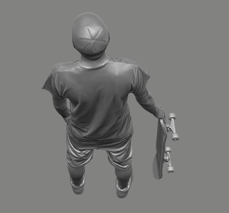 skateboarder person holding skateboard 3D print model_32