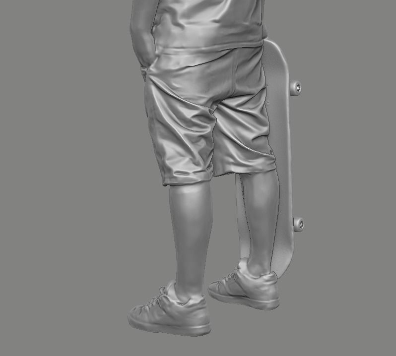 skateboarder person holding skateboard 3D print model_23