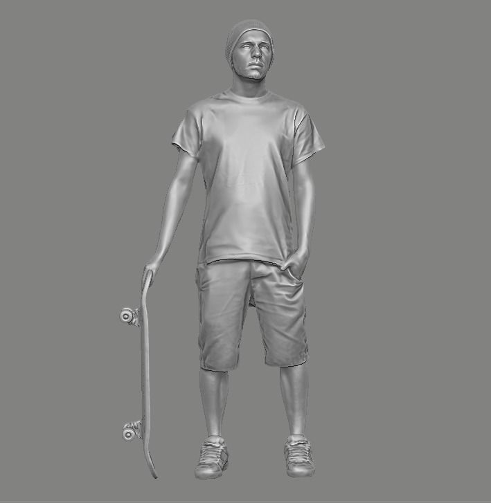 skateboarder person holding skateboard 3D print model_2