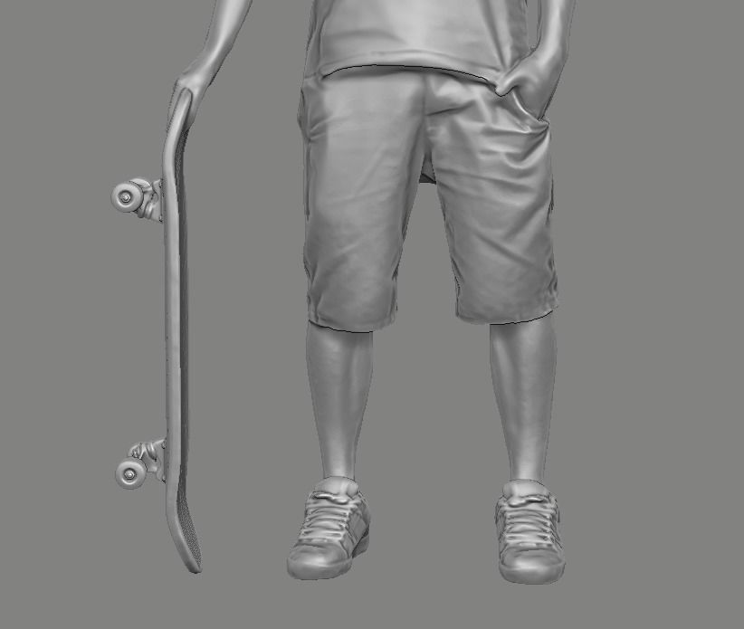 skateboarder person holding skateboard 3D print model_28