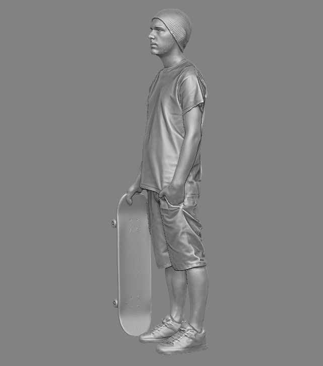 skateboarder person holding skateboard 3D print model_4