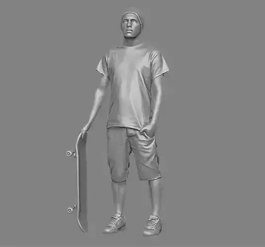 skateboarder person holding skateboard 3D print model