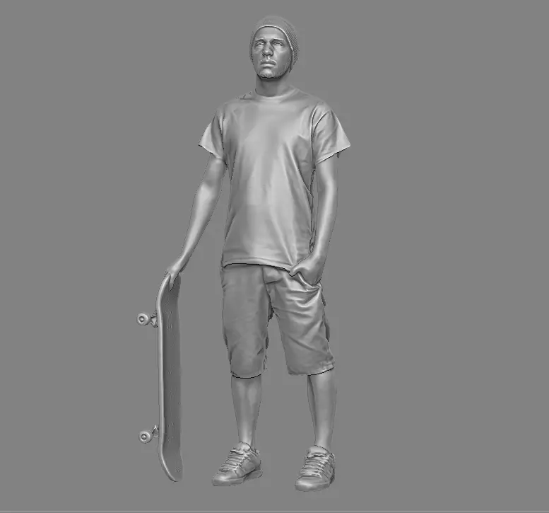 skateboarder person holding skateboard 3D print model_0