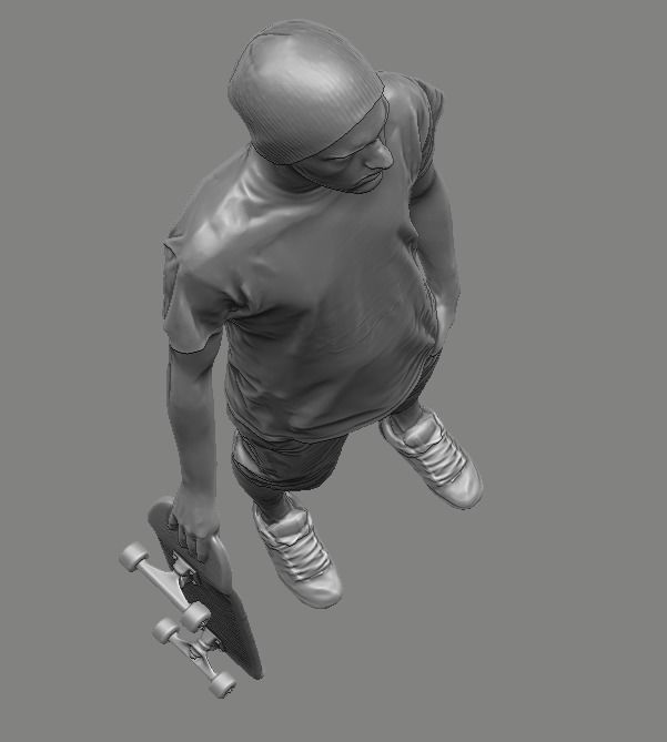 skateboarder person holding skateboard 3D print model_25
