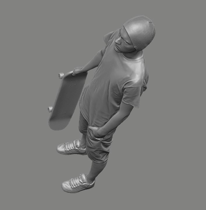 skateboarder person holding skateboard 3D print model_30