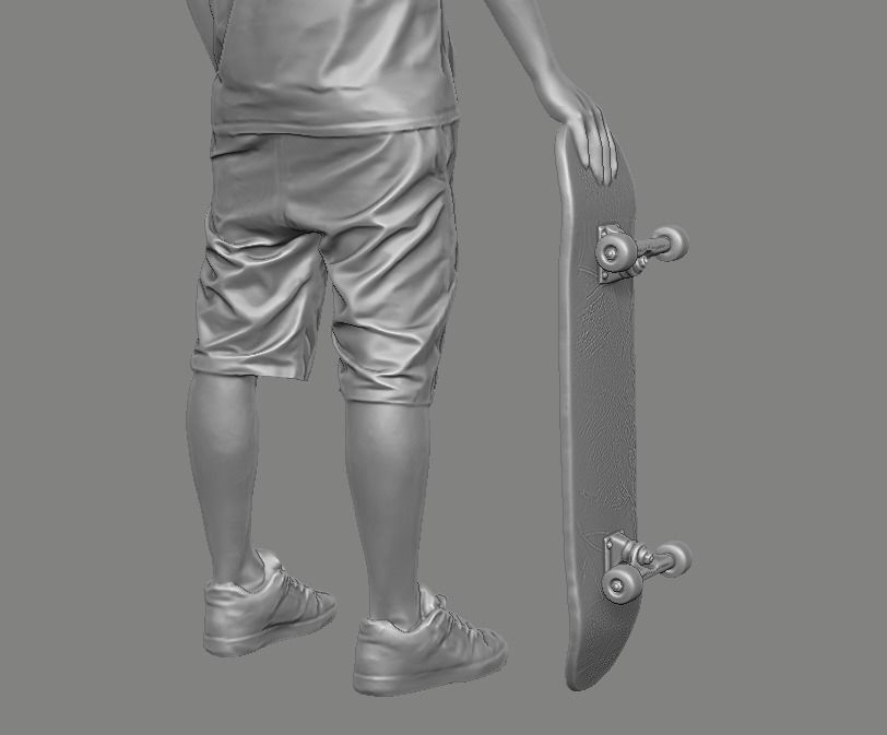 skateboarder person holding skateboard 3D print model_24