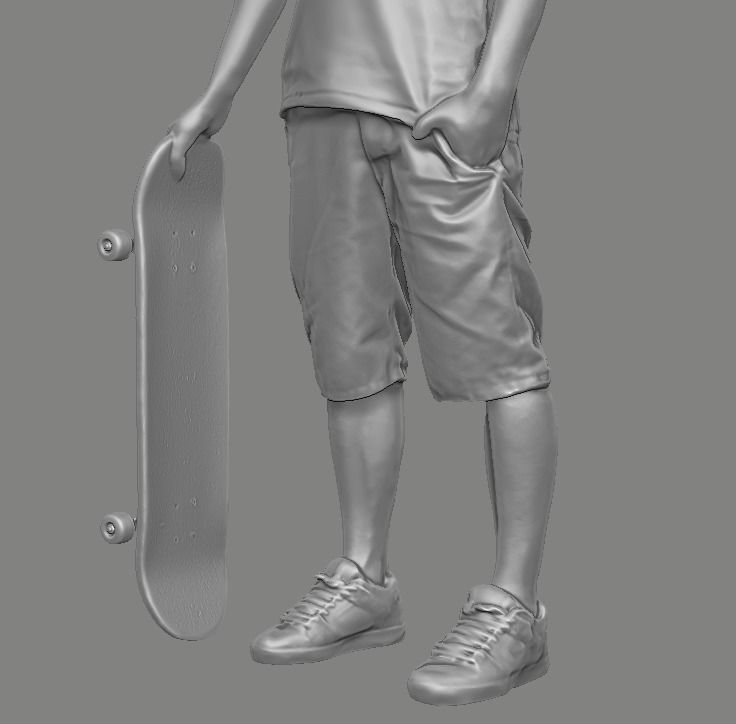 skateboarder person holding skateboard 3D print model_26