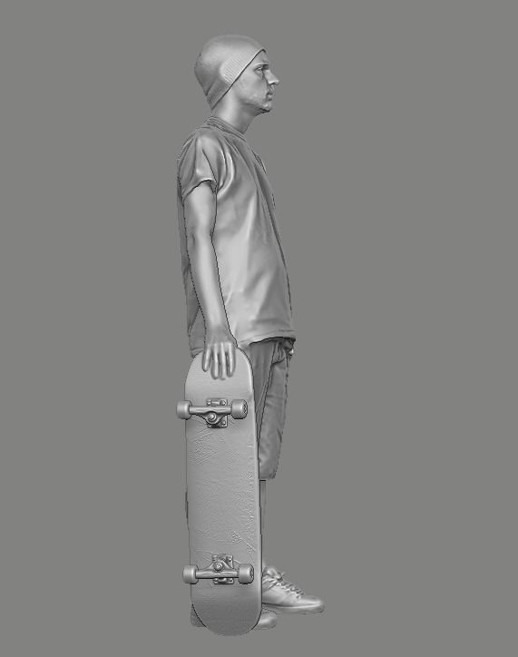 skateboarder person holding skateboard 3D print model_9