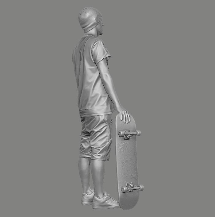 skateboarder person holding skateboard 3D print model_12