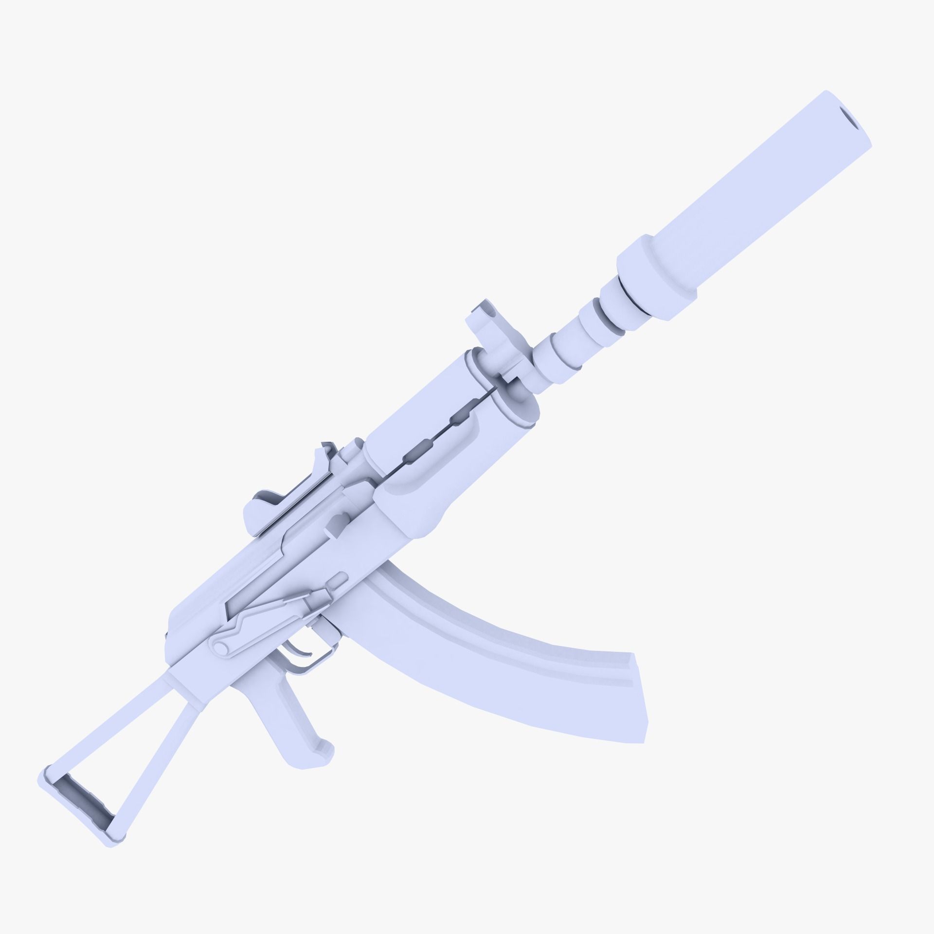 AKS-74U Supressed Low-poly 3D model
