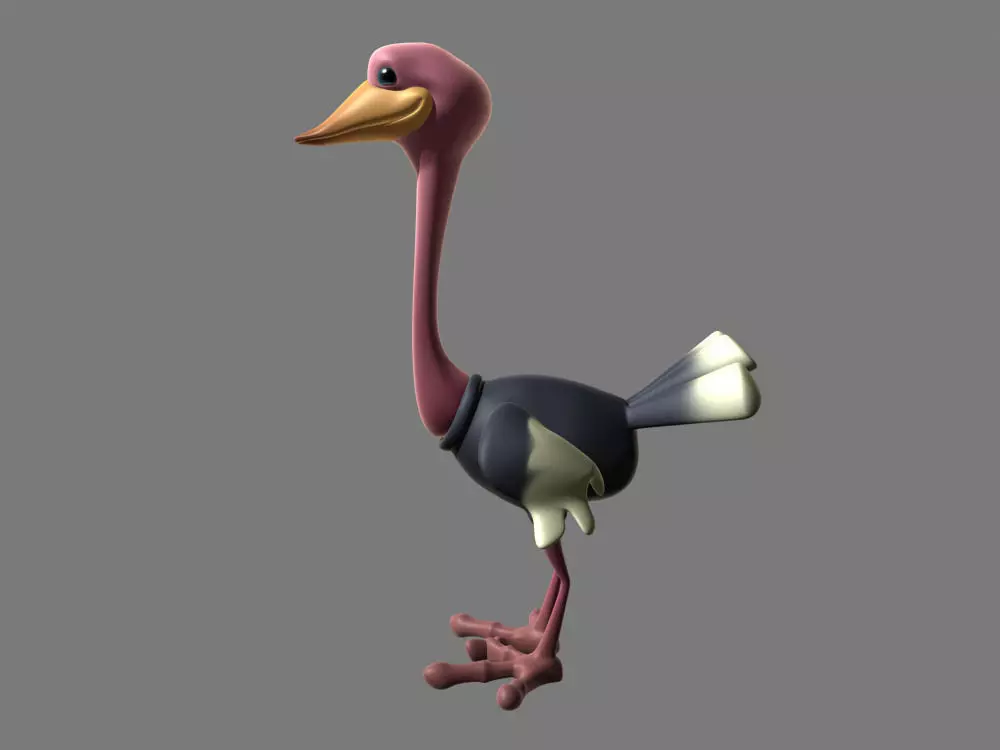Avestruz cartoon Free low-poly 3D model