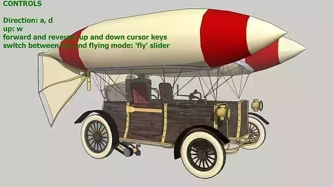 Sketchyphysics XIX Century controllable flying car Free 3D model