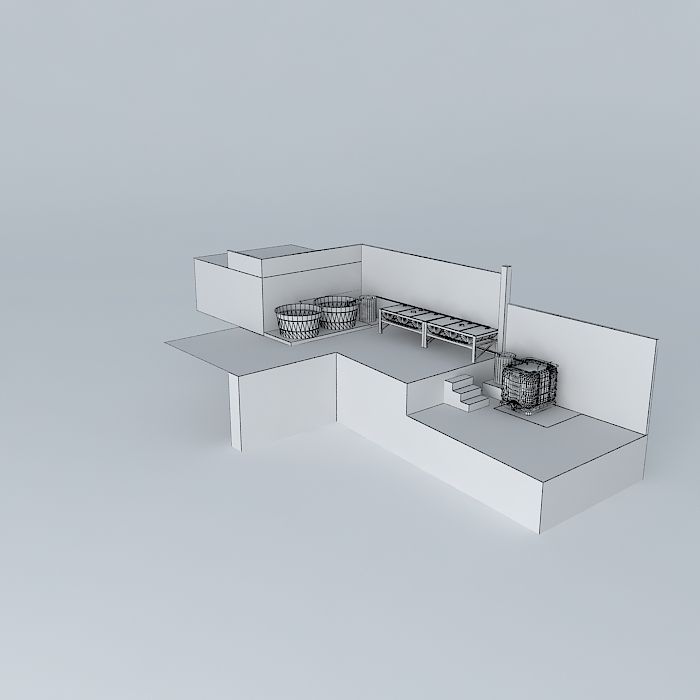 Aquaponics system Aquaponico 10 Beira Mar 2 tanks IBC 1000 L ... 3D model_3