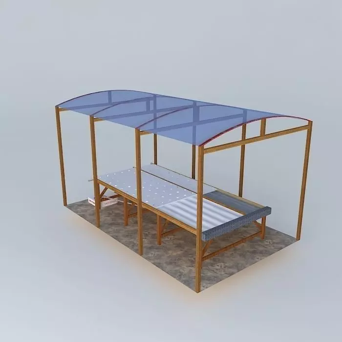 Hydroponics bench with tiles Fiber Cement 3D model_0