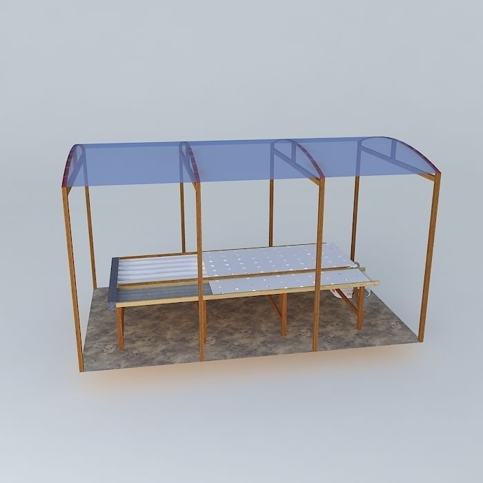 Hydroponics bench with tiles Fiber Cement 3D model_2