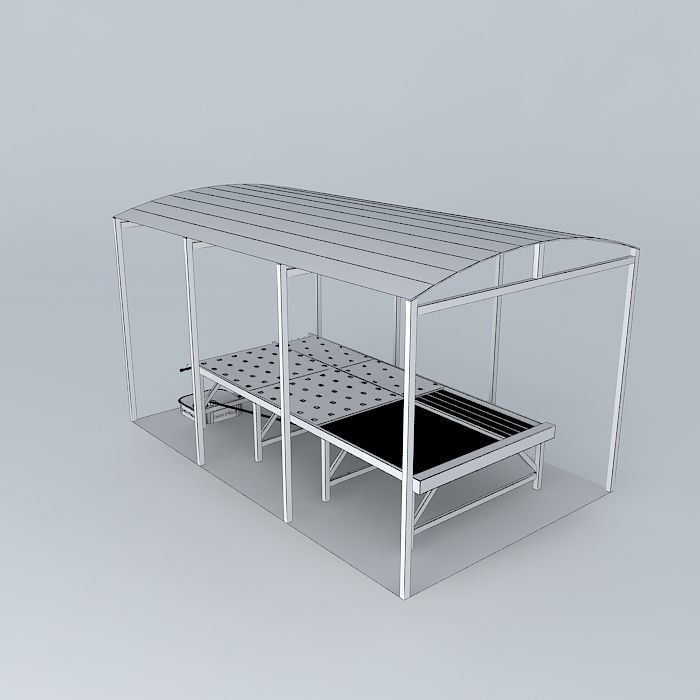 Hydroponics bench with tiles Fiber Cement 3D model_3