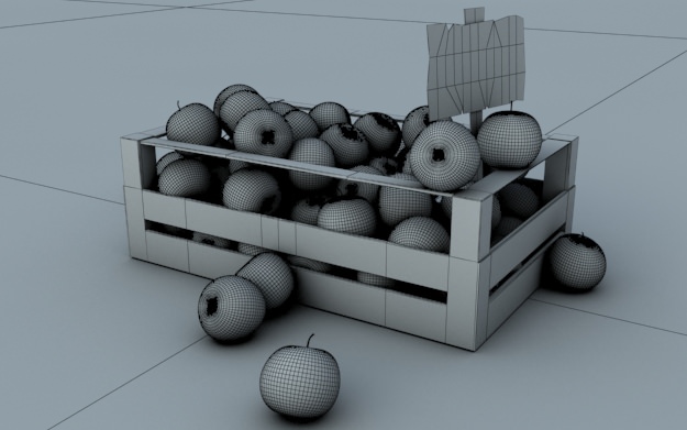 Fruit Basket with apples 3D model_1