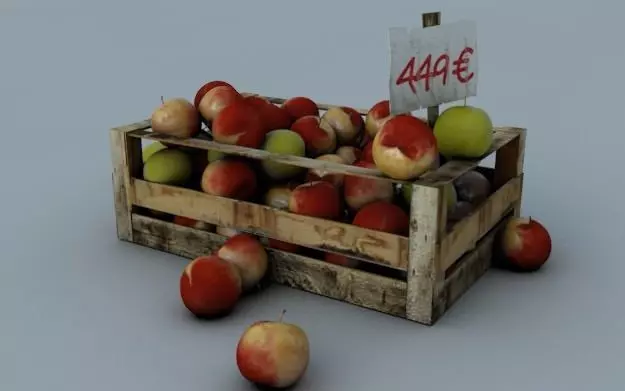 Fruit Basket with apples 3D model_0