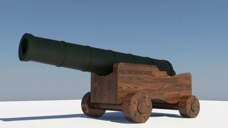 Cannon wooden 3D model_0